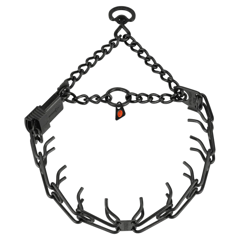 ULTRA-PLUS Zgardă profesională de dresaj pentru câine, ClicLock – Oțel inoxidabil negru