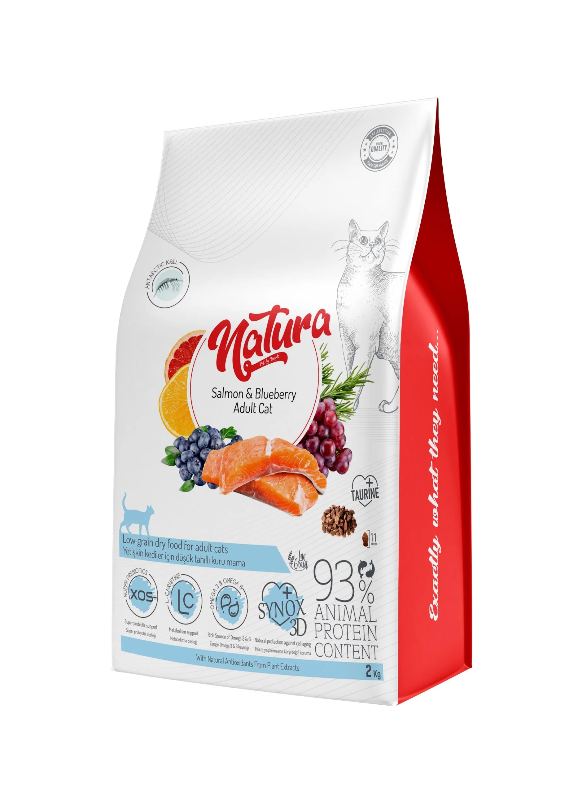 Mostra Hrana Uscata Pisica Natura Low Grain Adult cu Somon și Afine, 200g