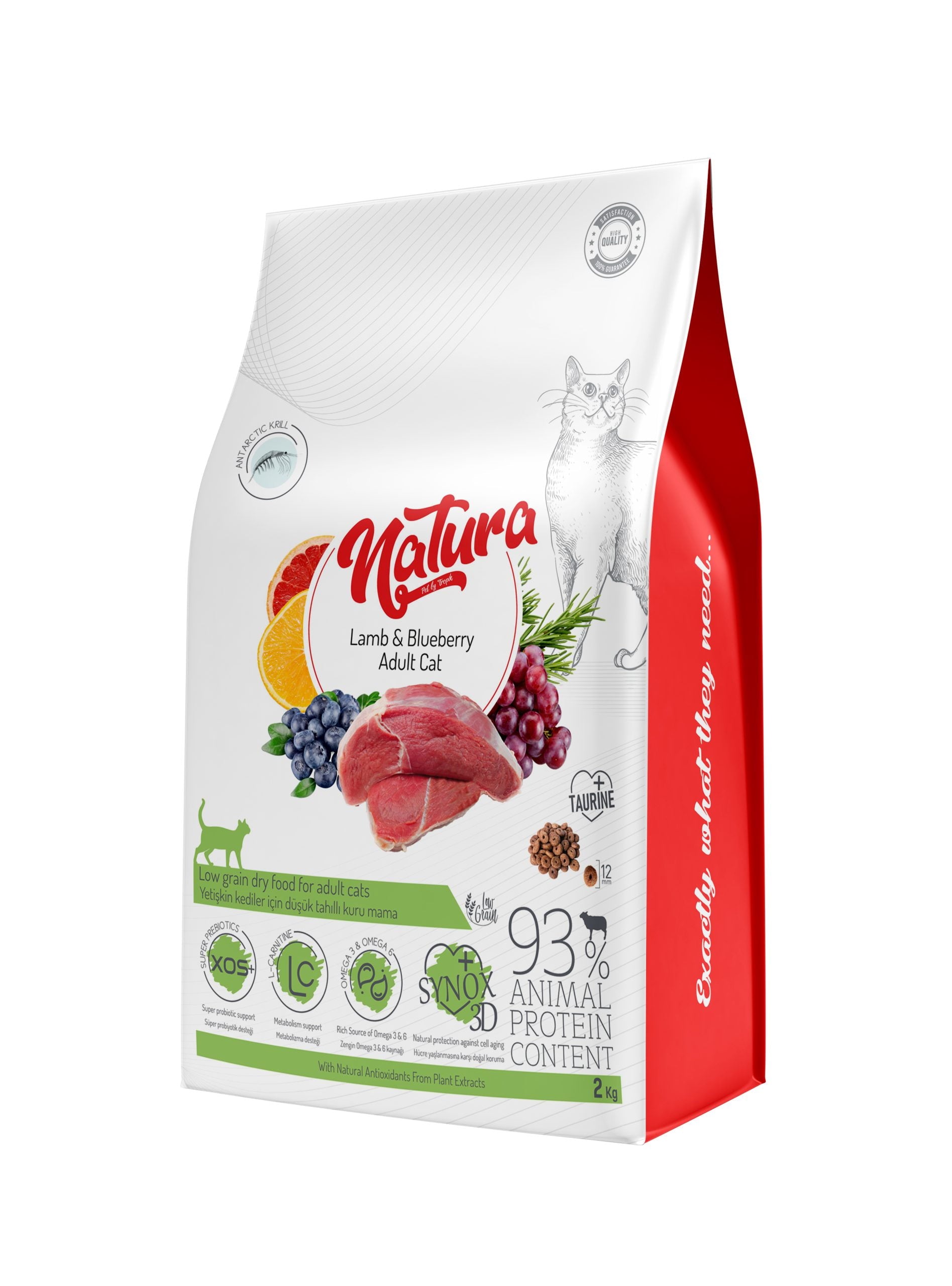 Mostra Hrana Uscata Pisica Natura Low Grain Adult Natura cu Miel și Afine, 200g