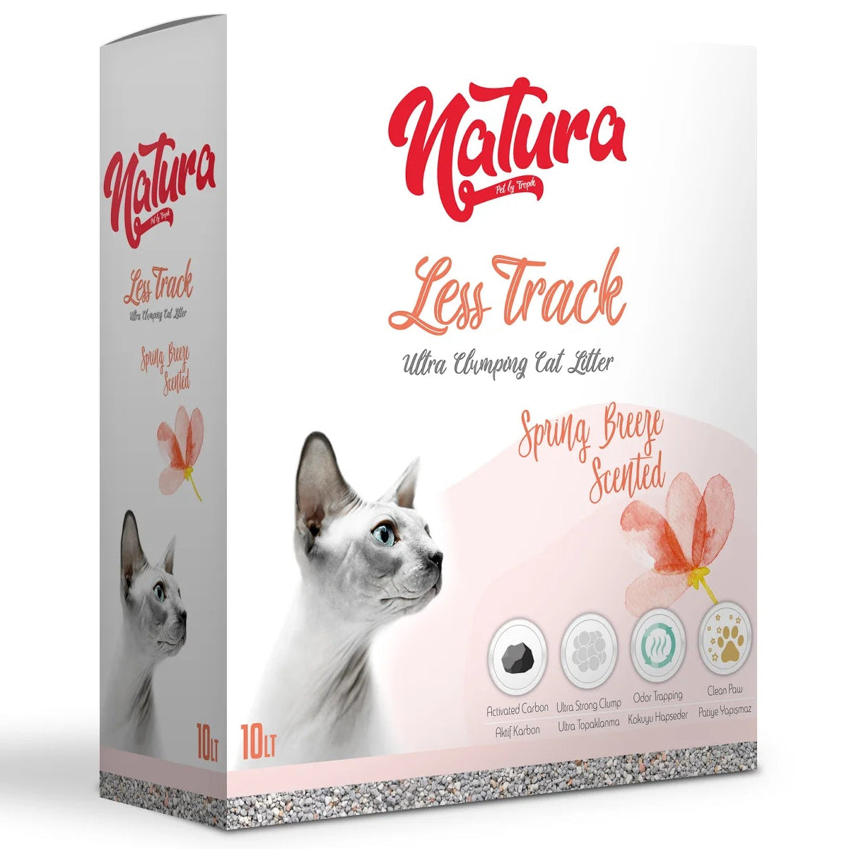 Nisip Litiera Natura pentru pisici cu bentonită parfumat Natura Less Track Spring Breeze