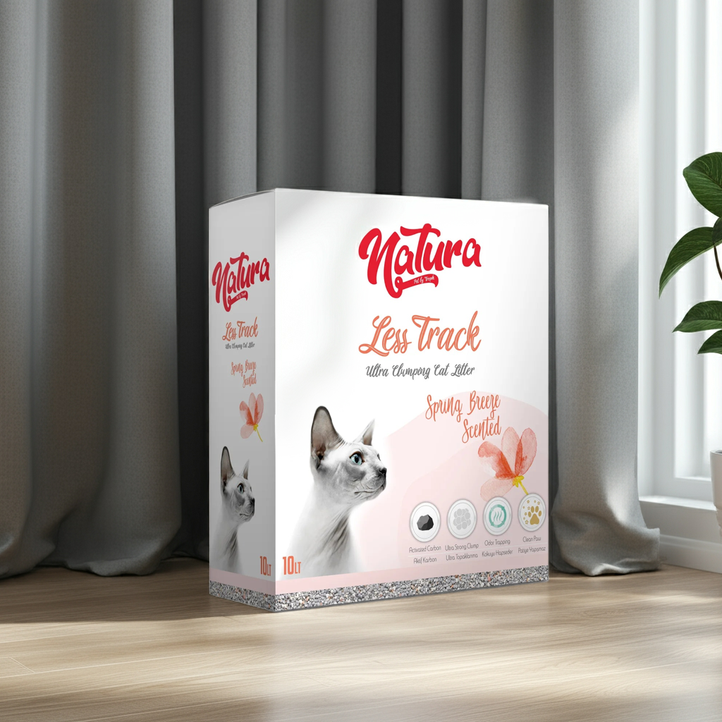 Nisip Litiera Natura pentru pisici cu bentonită parfumat Natura Less Track Spring Breeze