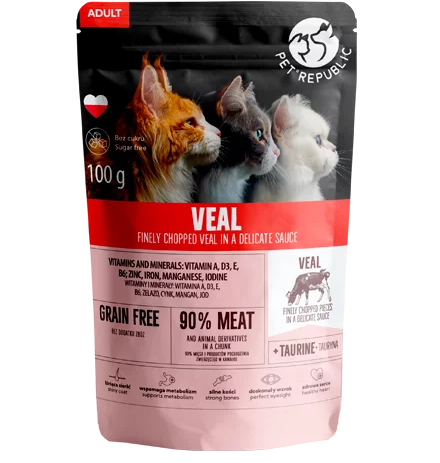 Pet Republic Hrana Umeda Pentru Pisici cu Bucati de Vițel 100g