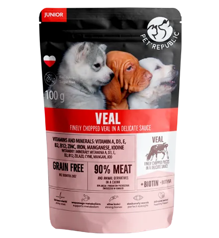 Pet Republic Hrană Umedă Pentru Cățeluși cu Carne de vițel 100g.